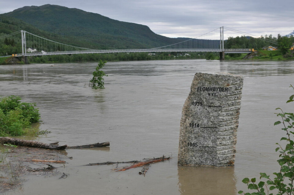 Arkivfoto fra flommen i Målselva i juli 2012. Foto: Terje Tverås