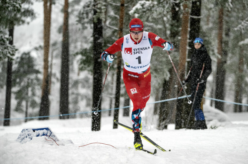 SOLID: Erik Valnes fra Bardufoss OIF viste sterk form på den 10 km lange klassiske distansen i Falun fredag. Her fra skandinavisk cup samme sted før jul. Foto: Ulf Palm / NTB