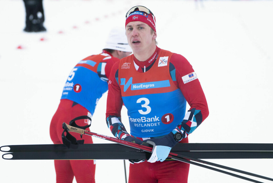 SPRINT: Erik Valnes er klar for kvartfinale i Italia. Her under NM på ski på Gjøvik nylig. Foto: Terje Pedersen / NTB