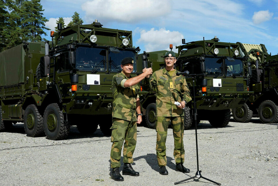 NYTT: Hæren fikk nye lastevogner overlevert tirsdag. Foto: Gorm Kallestad / NTB