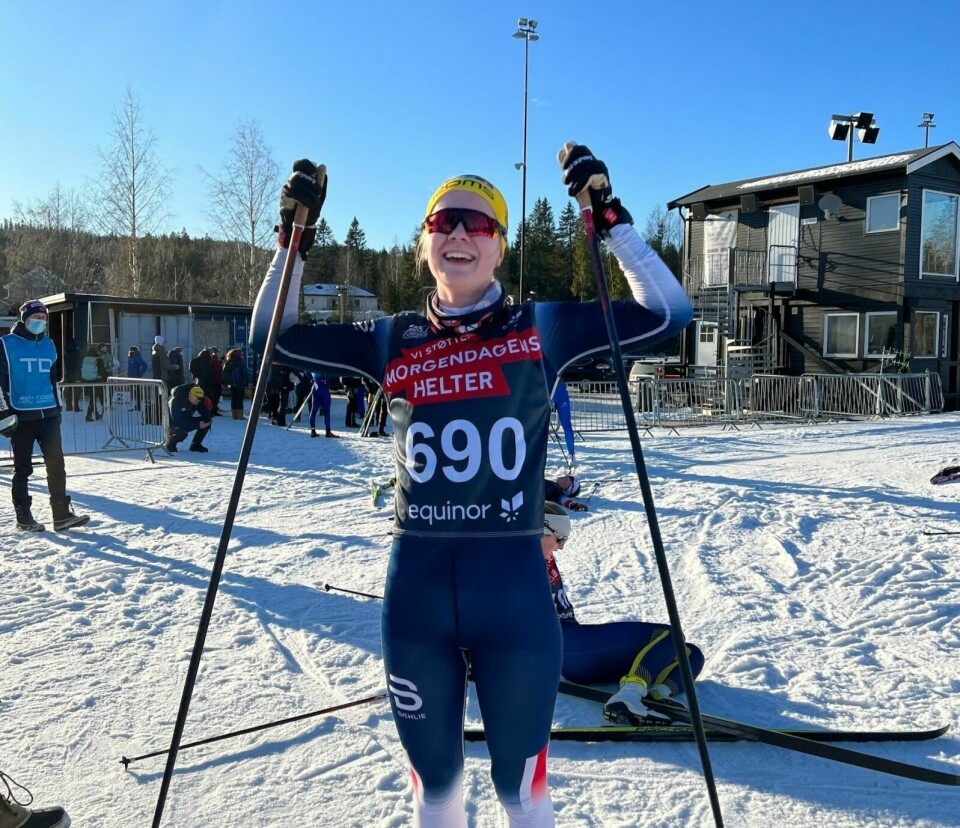 GULLJENTA: Astri Reithe Lunde sjokkerte med å vinne 10 km klassisk i norgescupen for 18-åringer søndag. Foto: PRIVAT