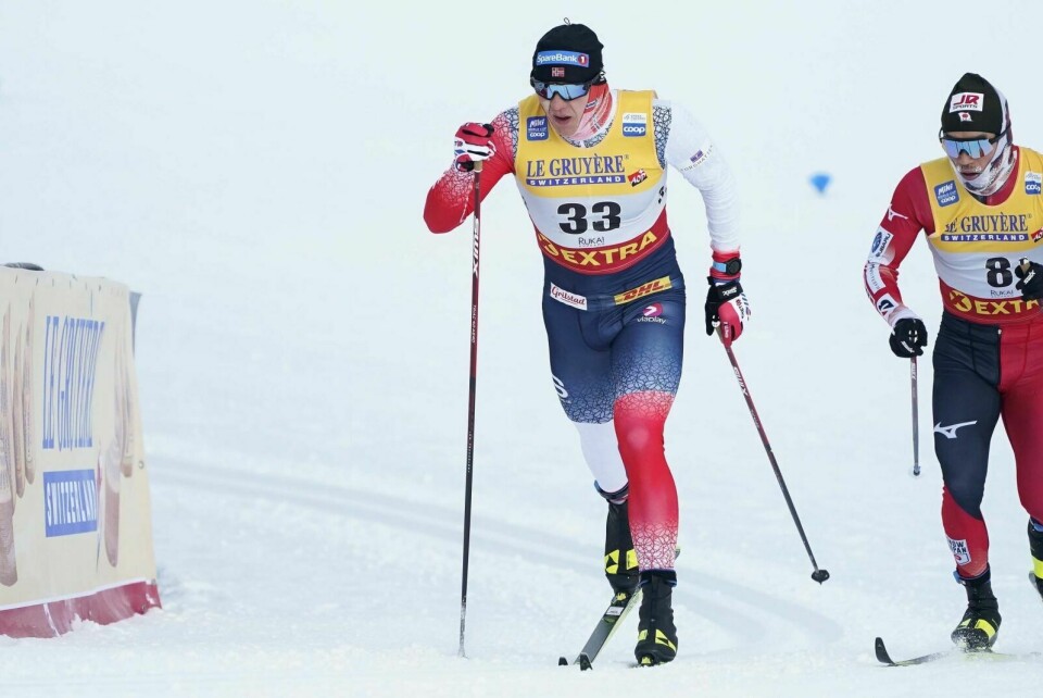 BESTE NORSKE: Erik Valnes ble beste norske under 15 km klassisk i Finland lørdag. Foto: Torstein Bøe / NTB
