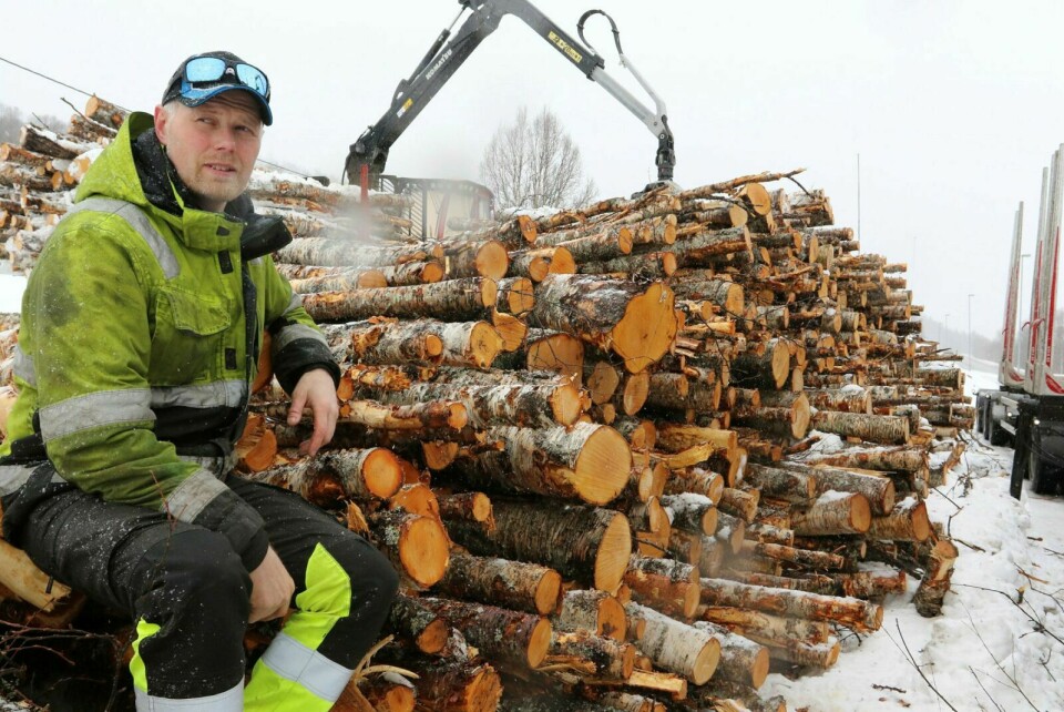 SKOG: Kjetil Nordmo driver Kirkesdalen skogsentreprenør AS. De kjøper skog på rot som de avvirker. Foto: Ivar Løvland