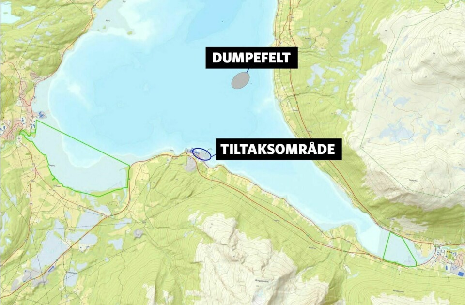 BERØRT OMRÅDE: Oversiktsbilde av områder som berøres av planlagt tiltak ved Bergneset havn i Balsfjord kommune.