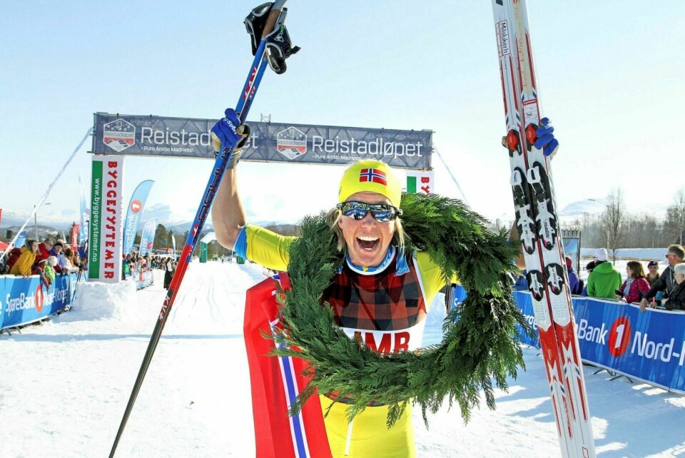 SÅ GLAD: Astrid Øyre Slind var jublende glad etter fjorårets seier i Reistadløpet. Foto: Ivar Løvland (arkiv)