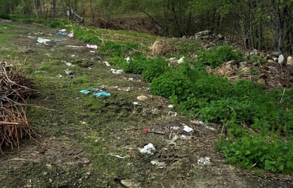 PLATSØPPEL: Her ser vi en del av søpla som Balsfjord kommune fant under sin befaring på eiendommen i juni i år. Foto: Privat