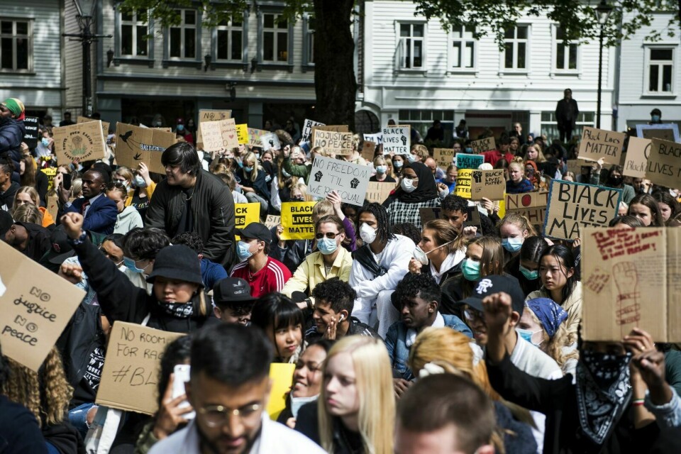Her fra demonstrasjon i Byparken i Stavanger på lørdag. Foto: Carina Johansen / NTB scanpix