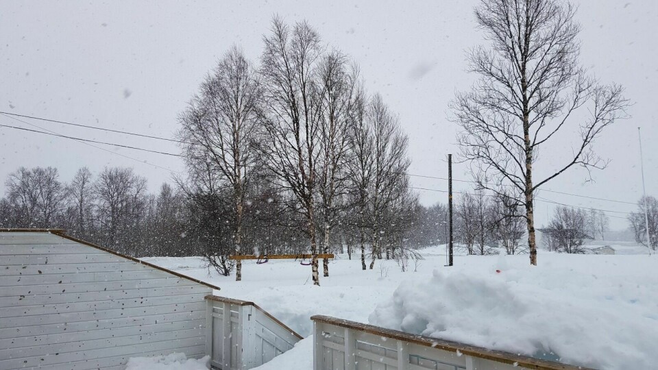 SNØ: Vi må belage oss på snøvær hele helga. Foto: Malin Cerense Straumsnes