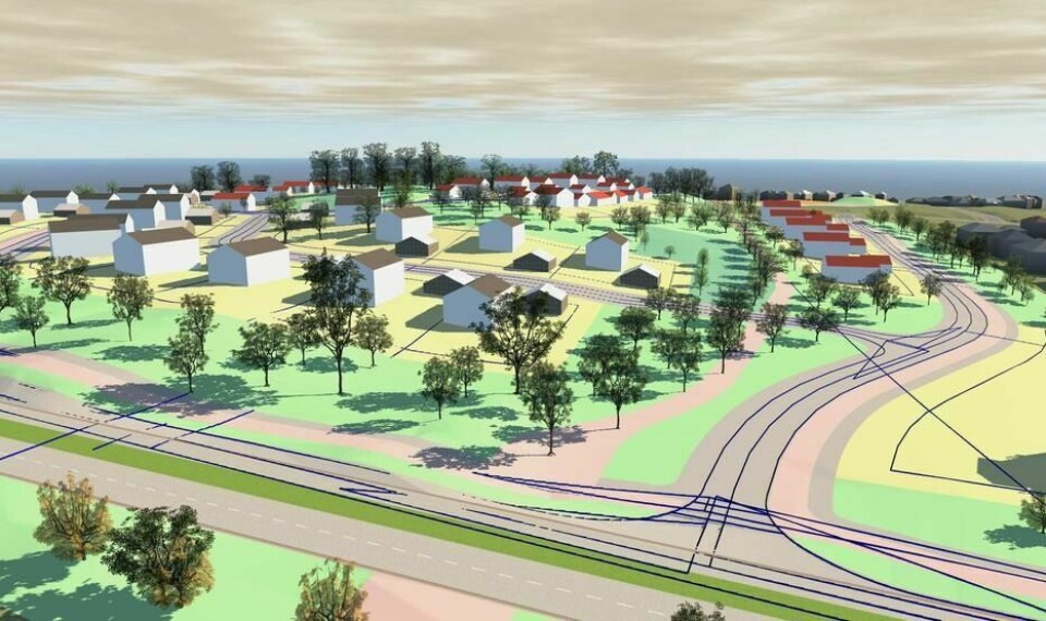 HER BLIR DET NYE VEINAVN: Dette er modellen av det nye boligfeltet Kirkemo 3. De to veiene i boligfeltet skal hete Tyttebærstien og Myrbakken. Foto: Bardu kommune