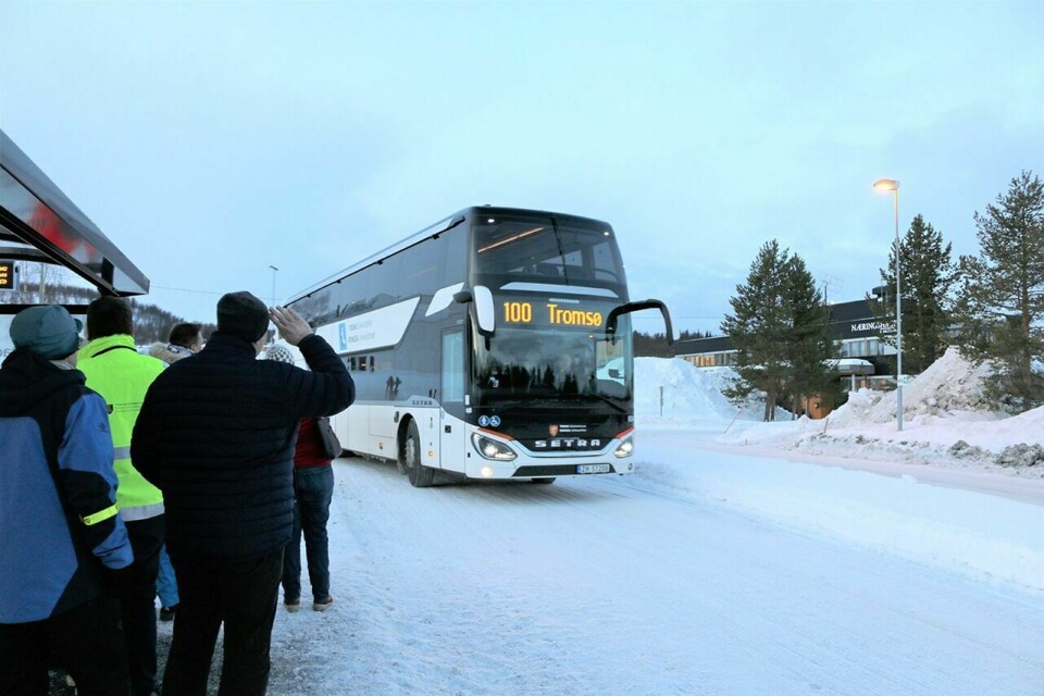 BEHOLDER RUTA: Bussene mellom Narvik og Tromsø vil gå som normalt i tiden som kommer. Det fleste andre rutene står det dårligere til med. Foto: Fredrikke Fjellberg Moldenæs (arkiv)
