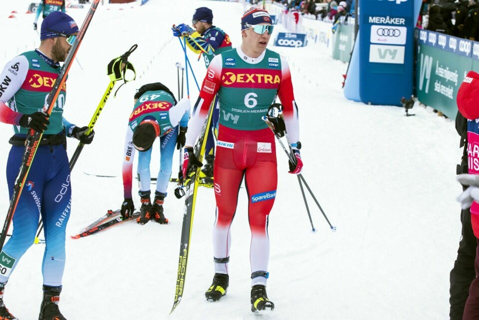 LANGT BAK: Erik Valnes kom torsdag i mål fire minutter bak vinneren på den lengste etappen av årets Ski Tour 2020. Foto: Terje Pedersen, NTB Scanpix