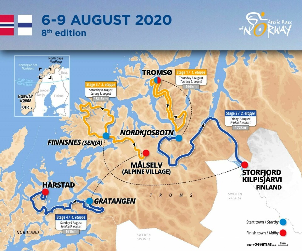 PROGRAMMET: Slik blir neste års Arctic Race of Norway. Foto: Arctic Race Grafikk