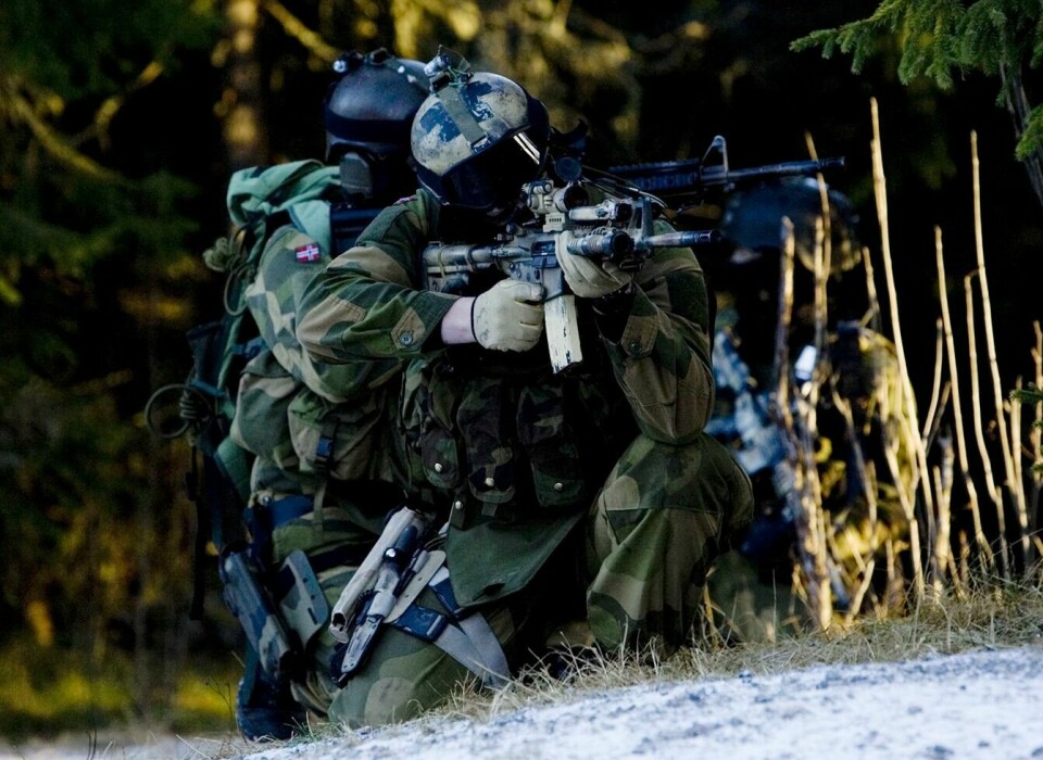 Soldater fra Forsvarets Spesial Kommando FSK under øvelse ved Rena Leir i Østerdalen. Foto: Cornelius Poppe / SCANPIX