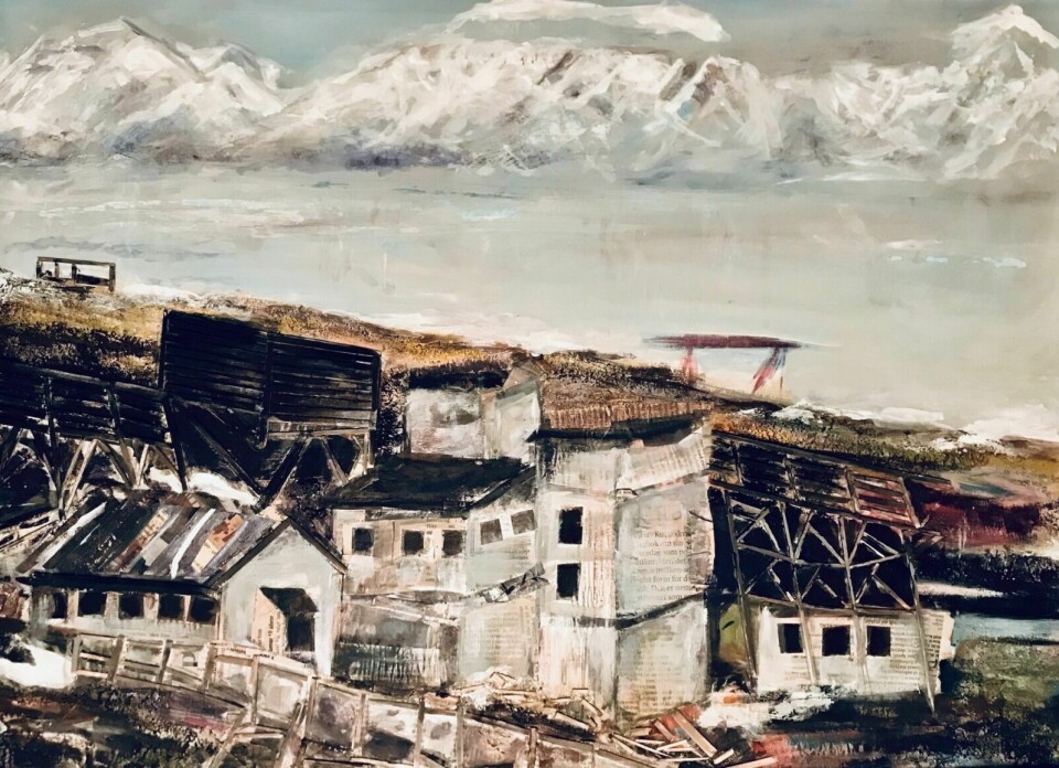 FRA SVALBARD: Et av verkene som Ragnhild Vikan skal vise fram i helga. Motivet er hentet fra den tidligere russiske bosetninga Pyramiden på Svalbard.