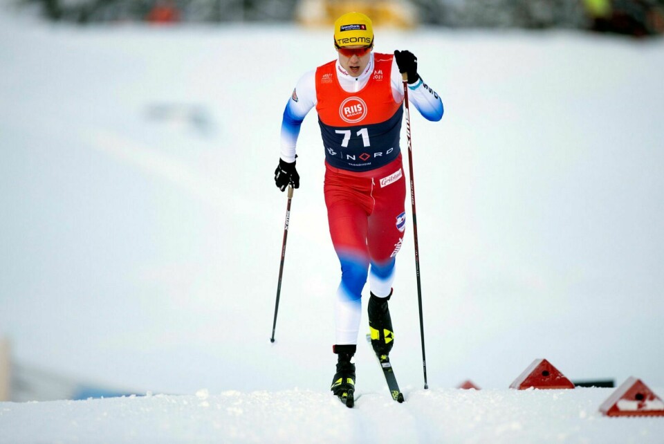 GULLGUTT: Erik Valnes fra Bardufoss OIF gikk inn til gull på 10 km klassisk under NM på ski i Granåsen mandag. FOTO: Geir Olsen / NTB