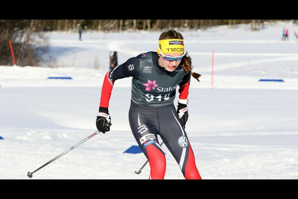 PÅ FJERDE: Ingrid Andrea Gulbrandsen fra BOIF kom på 4. plass i 18.årsklassen og endte på en 57. plass totalt på kvinnesiden på 5 km i NM. Foto: Ivar Løvland