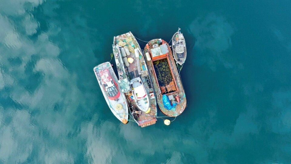 BÅTER: Det er disse båtene som Balsfjord kommune ønsker å bli kvitt. Foto: Salten dronefoto
