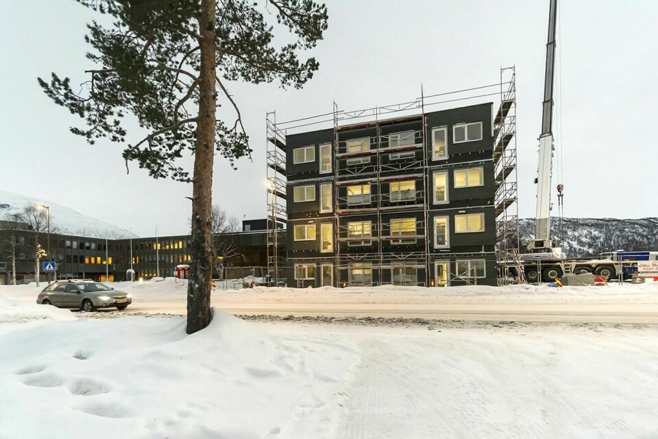 MODULBYGG: Bare én av leilighetene er usolgt i Origo boligsameie. 12 av de 14 leilighetene er solgt til Forsvaret. Foto: Terje Tverås