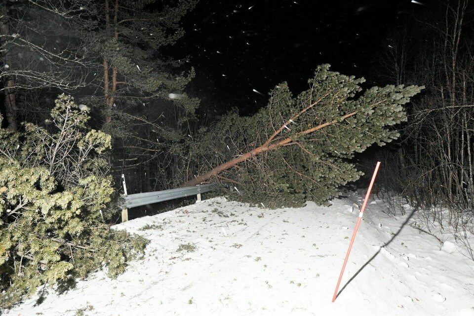 STENGT: Flere veier ble stengt som veien i Åsen i Nedre Bardu. Foto: Terje Tverås
