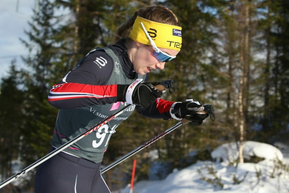 SØLVJENTE: Ingrid Andrea Gulbrandsen fra Bardufoss OIF vant sølv under junior-NM lørdag. Foto: Ivar Løvland
