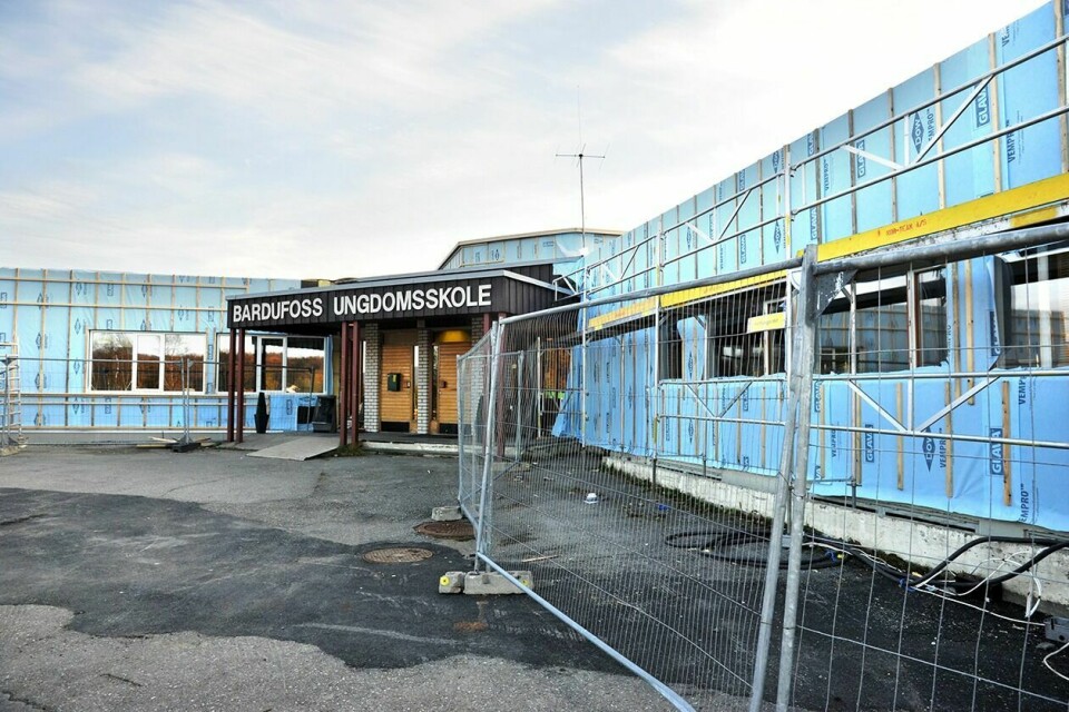 SKADER: Vannskadene som oppstod i november 2014, bidro til å forlenge bygge- og renoveringsperioden ved Bardufoss ungdomsskole. Foto: Kari Anne Skoglund