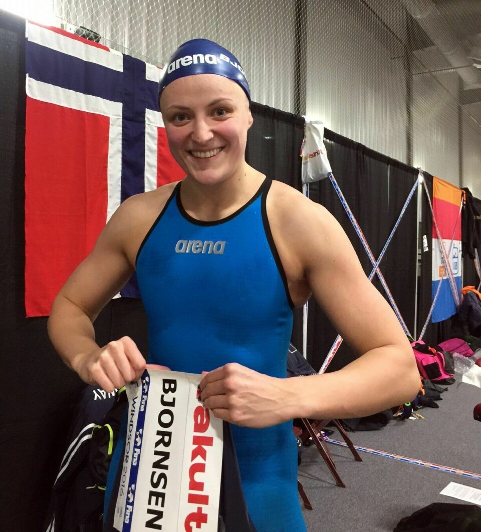 NY FINALEBRAGD: Susann Bjørnsen svømte inn til en 7. plass på 100 meter medley i kortbane-VM. Foto: Finn Zachariassen