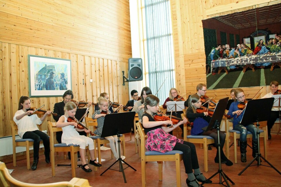ORKESTER: Orkesteret talte 20 stykker, og konserten får topp karakter fra publikummere. (Foto: Kjell Hovde)