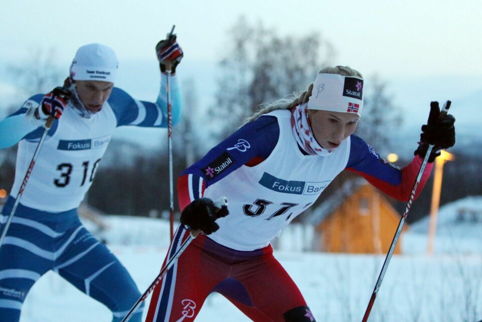 BEST: Lovise Heimdal (foran) og Fredrik Mack Rørvik var raskest på henholdsvis 10 og 15 km fri teknikk på Bardufoss skisenter lørdag. Foto: Ivar Løvland