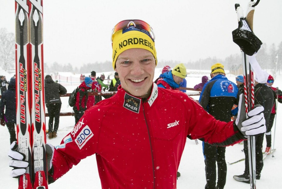 VI:NNER Håkon Mikalsen kunne juble etter sin fjerde seier i Reistadløpet. Foto: Ivar Løvland