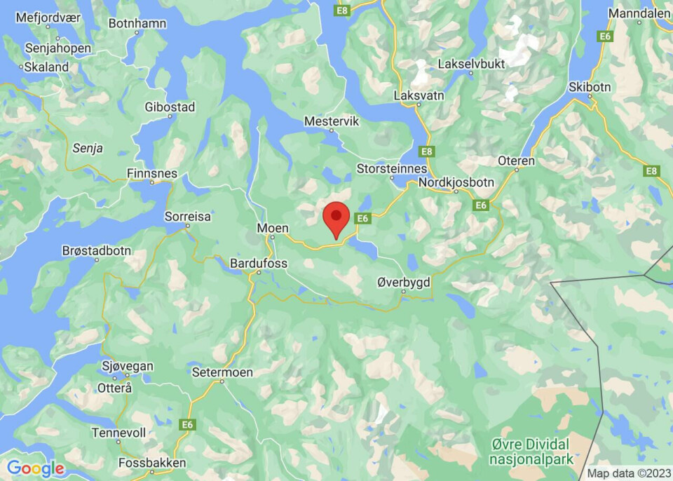 Ulykka har skjedd på Målselv-siden av kommunegrensen.